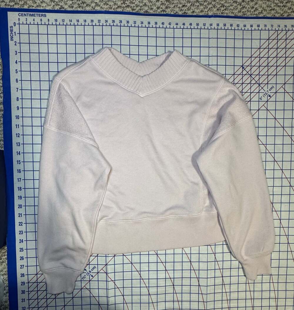 Aerie V-Neck Cropped Sweatshirt Pink Size Small